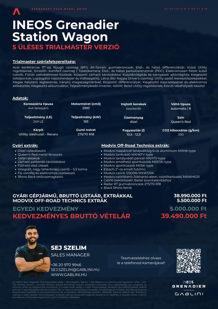 INEOS Grenadier price list